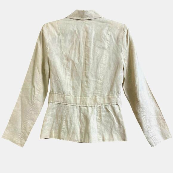 Willi Smith Khaki Linen Tie Waist Tailored Blazer 4 - Picture 2 of 8